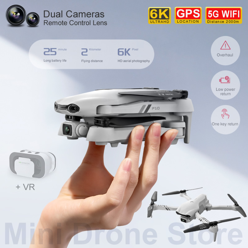Drone Rc Folding - F10เฮลิคอปเตอร์ของเล่นของขวัญ GPS Drone VR 4K/6K HD